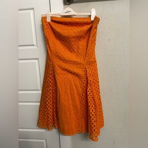 Maeve Strapless Orange Eyelet Dress from Anthropologie.